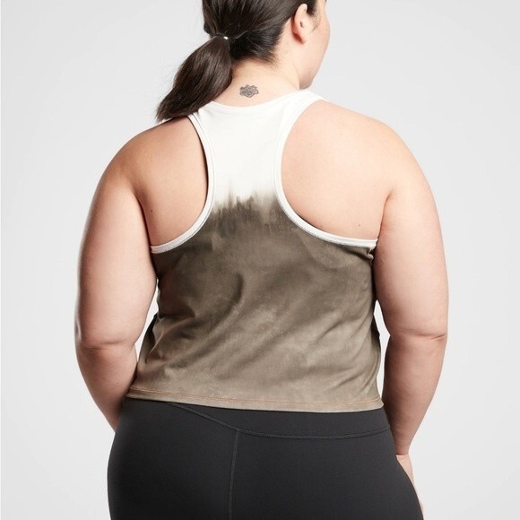Athleta Shanti Watercolor Stripe Crop Top Tank Mortar Mushroom New Plus Size 2X - Picture 2 of 6